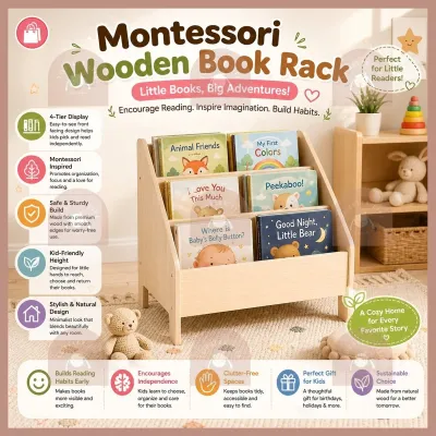Portable Kids Bookshelf Cabinet: Economical Bay Window Reading Rack & Storage Shelf