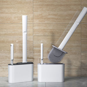 Wall Hanging TPR Toilet Brush With Holder Set Silicone Bristles For Floor Bathroom Cleaning