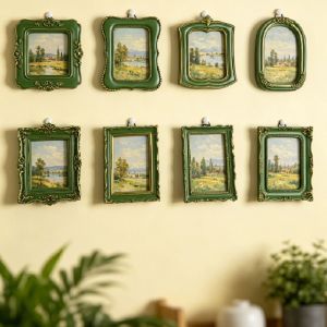 TWCEJE168 Resin Baroco Style Photo Frame Mini Green Picture Frame Ornaments Creative Exquisite Photo Display Holders Tabletop Wall Decor