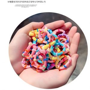 【สินค้าดีที่สุด♡บ้านสาวน่ารัก♡โดนัทมัดผมขนาดเล็กสำหรับเด็กผู้หญิง100ชิ้นยางรัดผมหางม้าลูกอมสีสันสดใสสำหรับเด็กทารก