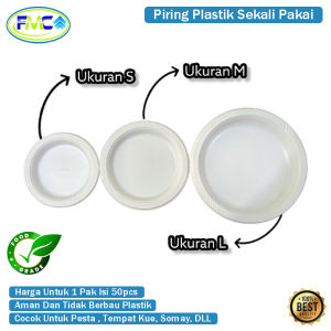 Piring Plastik Sekali Pakai Putih Polos Tempat Makan Wadah Makanan Peralatan Pesta Aksesories Ulang Tahun Murah Kuat Tahan Panas Anti Lengket Piring Plastik Serbaguna Piring Ukuran Kecil Sedang