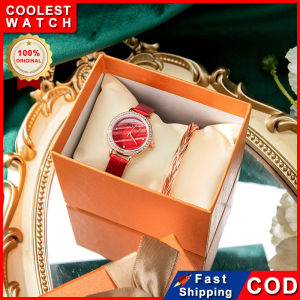 ✅Ready Stock Terbaru 2022 Fashion Jam Tangan Wanita + Gelang Women Watch Anti Air Cewek Dewasa Mewah Elegan Set Busana Birthday Hari Valentine Gift