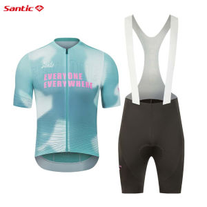 Santic Men Cycling Suits Quick Drying Breathable Short Sleeved Jerseys Bib Shorts 4D Padded Bike Sets