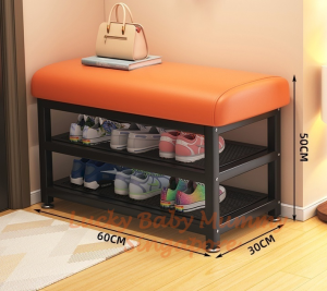 Minimalist Shoe Storage Bench with PU Leather Cushion/Multi-Tier Rack/Entryway Stool strorage/Fireheartwarrior