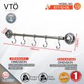 VTO Multipurpose 5-Hook Stainless Steel Wall Mounted Bathroom & Kitchen Utensil Rail Set Holder With ABS Strong Vacuum Suction Roller Kitchen Storage Rack Organizer, Toilet Shelving & Bathroom Accessories 877-12-05 (Polished Chrome). 