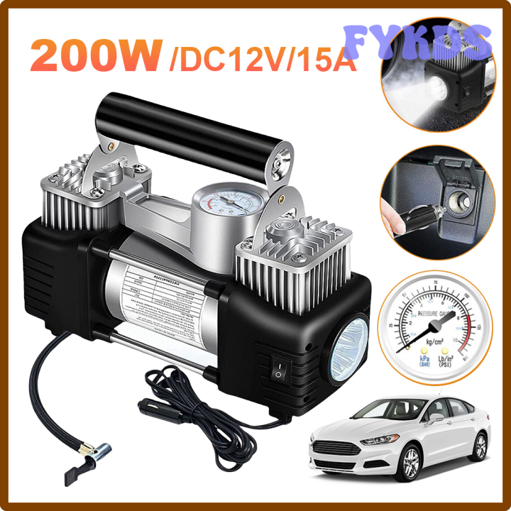 FYKDS 12V Dual Cylinder Tire Inflator Heavy Duty Electric Car Tyre ...