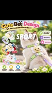 Cute Bee Design Adjustable Cat Leash for Walking and Outdoor Use