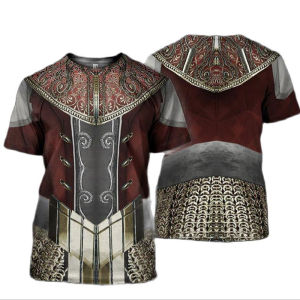 [Local Stock] HBESTY Halloween Christmas Mens Clothing 3D Print Casual Fashion O-neck Short Sleeve T Shirts Unique Streetwear Trend Tees Knight Armor Cosplay T-shirt