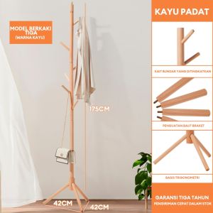 Stand Hanger Kayu/Stand Hanger Hanger/Stand Hanger/Gantungan Topi Multifungsi/Gantungan Tas Dan Topi