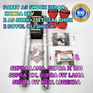 Paket As Shok Depan KEV Asli Original Motor Honda Supra Lama Supra X 100 Supra XX Supra Fit Lama Supra Fit New Astrea Legenda 2 batang as shok 2 set seal shok + abu 1set Oli Pipa halu halu ass sok skok shock sock Ori Ahm