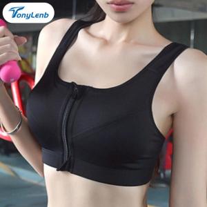 TonyLen sports bra Women Anti-sagging Padded Sports Bra Crop Top Zipper Up Front yoga set women for Aerobics Fitness Yoga
