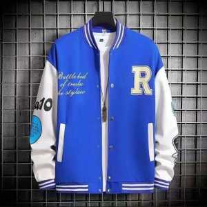 Jaket Varsity Anak Baseball Model Kancing Cewek Cowok INISIAL R TERBARU gratis ganti inisial Jaket Bomber Baju Anak Fashionable Lengan Panjang Fashion Terbaru Pria Wanita Atasan Bahan Fleece Tebal Pakaian Sehari Hari S M L XL XXL Jaket Anak Polos
