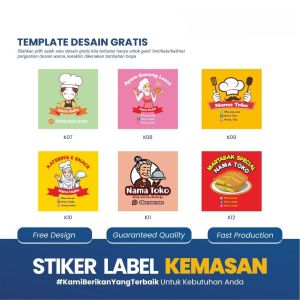 Costom 8x8Cm Bebas Free Design 1 Paket Isi 100 Pcs Stiker Logo Label Makanan Minuman Bahan Sticker