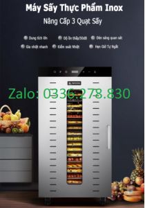 Máy sấy 20 khay vuông inox sấy khô ròn nguyên liệu - hàng chính hãng bảo hành 12 tháng
