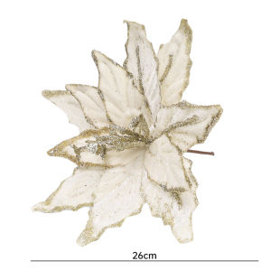 \ud83c\udf84Ready Stock\ud83c\udf845PCS Christmas Artificial Flower Glitter Flannel Xmas Tree Wreath DIY Crafts Fake Flower Home New Year Party Decoration Supply