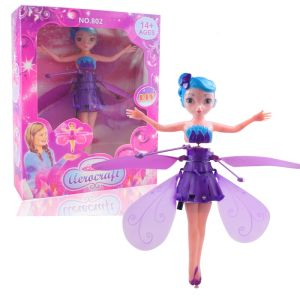 Alitoys Magic Flying Fairy Toy Doll Smart Infrared Induction Control RC Helicopter birthday present Mini Dr one Magical Princess Cute LED Light Fly Toys For Kids