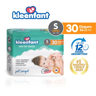 Kleenfant Baby Taped Diaper Small (30 Pads) Disposable Diaper Baby Essentials Free Shipping