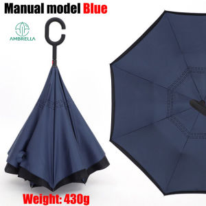 (Ship in 24hrs)AMBRELLA 8 Ribs Reverse UV umbrella standing C-type  Windproof Rainproof LightWeight double-layer Long Handle Sunshade Car umbrella