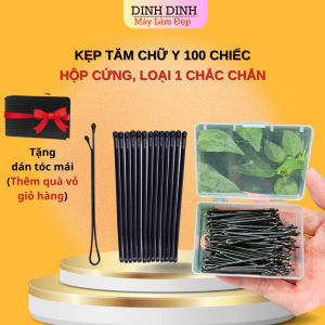 Kẹp tăm kẹp ghim (hộp 100 cái) hộp cứng chữ Y kẹp tăm đen ghim tóc kim loại Dinh Dinh máy làm đẹp