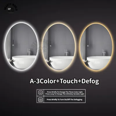[SG Seller]Illuminated Toilet led Lamp Smart Oval Bathroom Mirror Touch Screen Multifunctional Mirror
