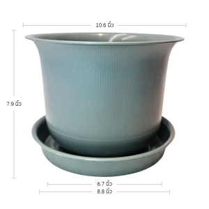 กระถาง กระถางต้นไม้ มินิมอล ถ้วยจีน+จาน ขนาด 11 นิ้ว สีเทา 5 ใบ ชิ้น อัน