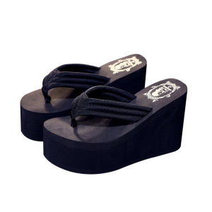 [Free Shipping] Korean-Style Fashion Flip-Flops 11CM High-Heeled Thick-Soled Slippers Summer Non-Slip WomenS Nightclub Shoes In Stock