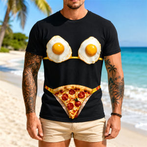 [Local Stock] HBESTY  3D Funny Bikini Graphic Print T Shirt For Men Short Sleeve Casual Summer Beach Design Novelty Streetwear Fashion Vacation Top