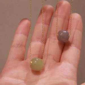 Montagne Jewelry 18k Pure Gold Fine Jewellery Natural 12mm A Grade Jade Pendant Elegant Necklace
