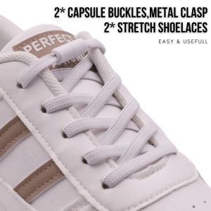 1 Set Lazy Shoelaces Fashion Creativity Solid Color Aluminum Metal Shoelace Buckle Elastic Color Woven Shoelace Metal Decorative Shoelace Buckl