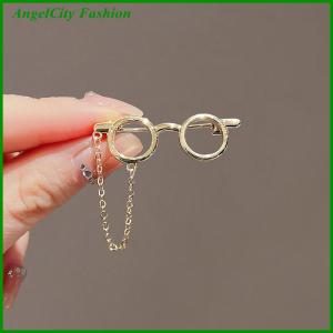 AngelCity Fashion Store Creative Glasses Frame Metal Brooches Sunglasses Tassel Chain Lapel Pin Cartoon Backpack Clothes Badges Corsage Fashion Jewelry Gift