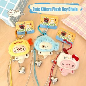 NOVELLEO Toast Bread Head Cover Kitten Keychain Chicken Legs Metal Love Backpack Charms Personality Key Buckle Plush Doll Pendant Children