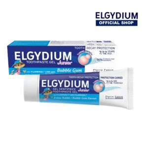 Elgydium JUNIOR BUBBLE GUM Toothpaste 50ml (7-12 Years) Protect Against Tooth Decay ( Buy 1 Free 1 Travel size 7ml )