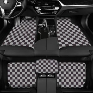 MECOME Checkers Car Floor Mats Non-slip Heavy Duty Car Floor Protector Rugs Durable Dirty Resistant Vehicle Front Rear Carpets