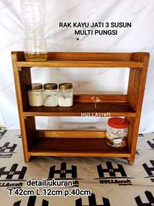 MURAH!!!RAK KAYU 3 SUSUN KAYU JATI/RAK NOVEL KAYU/RAK KOSMETIK 3 SUSUN