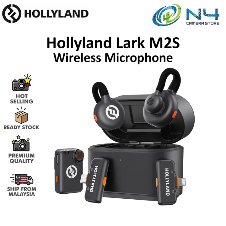 Hollyland Lark M2S Wireless Microphone for Camera Smartphone USB-C Phone PC Noise Cancellation Microphone