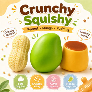 Crunchy Mango Squishy Peanut Pudding ASMR Soft Squeeze Stress Relief Fidget Sensory Toy Gift