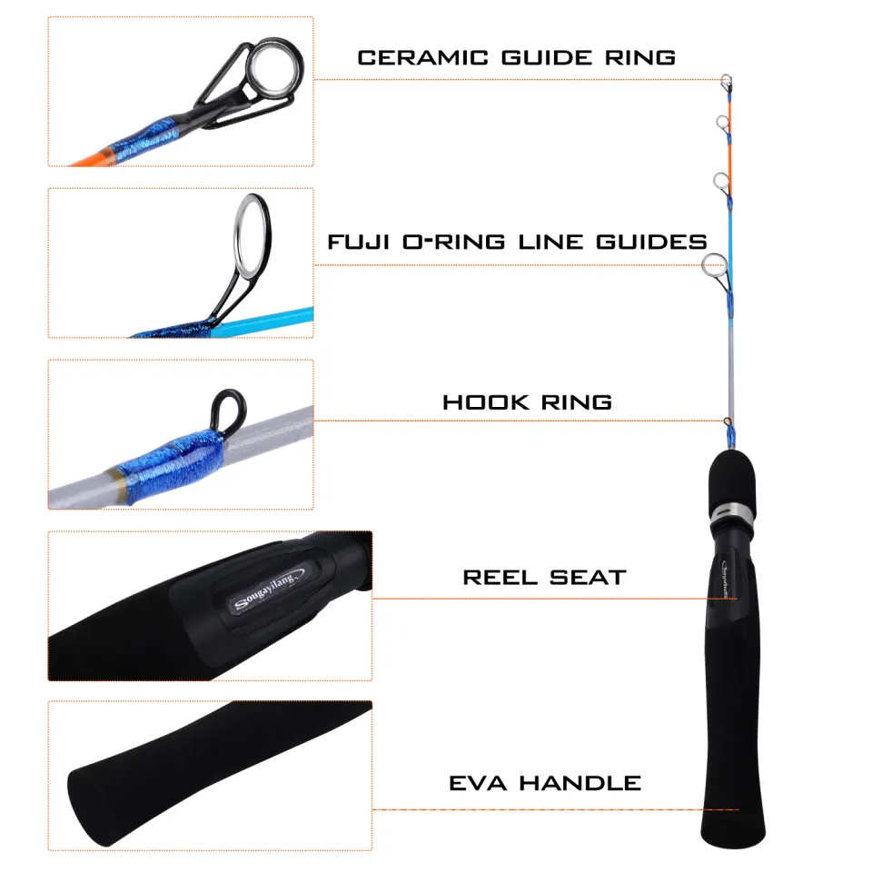 Mini Ice Fishing Rod, Carbon Fiber Telescopic Fishing Pole with Ceramic  Guide EVA Handle