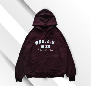 Sweater Hoodie WHO AU 1920 Merah / Hoodie Pria Abercrombie Motif Bordir Ukuran M-L-XL-XXL COD