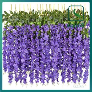 【Fast Delivery】1pieces of 110cm wisteria artificial flower wreath fake plant leaves DIY hanging rattan family party wedding decoration rattan tracking fake flowers