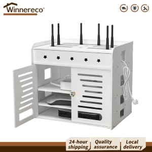[Winnereco Flagship Mall]Heavy-Duty Wall-Mount Router Storage Box with Hidden Compartment for Secure and Tidy Wireless Device Storage