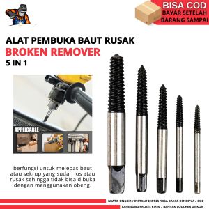 Alat Pembuka Baut Kran Rusak / Bolt Extractor/Air Patah Kran Tembok Cabang Pipe Extractor/Mata Bor Screw/Broken Remover Tap