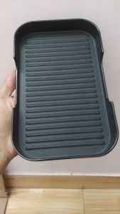 Khay melamine đen nhám đựng sushi  06 khay đựng đồ nướng quán ăn loại lớn hình chữ nhật 24 x 14 cm đấy có vân