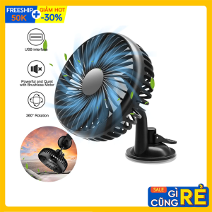 Quạt ô tô làm mát ghế sau xe hơi có cốc hút điều chỉnh 3 tốc độ gió