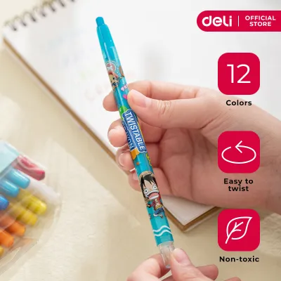 Deli C217-12 One Piece Twistable Crayon 12 Colors