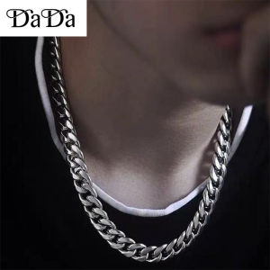 Hot sale original italy 92.5 sterling silver mens necklace hip hop nk Cuban chain 7mm wide 50cm long jewelry