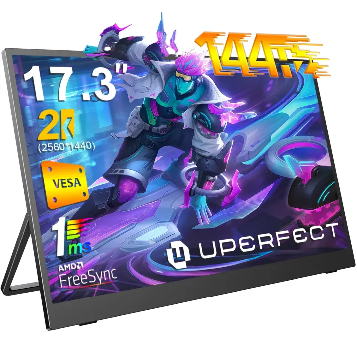 UPERFECT [Local delivery] 17.3'' 2.5K 144HZ Portable Monitor 2560 x 1440 Type C Portable Computer Display 300 cd/㎡ LCD Second Screen Built-In Speakers For