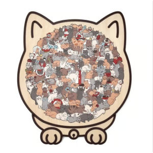 Cat Wooden Puzzle Jigsaw Morandi Cute Animal Relaxing Home Decor Gift Kids Adults Toy