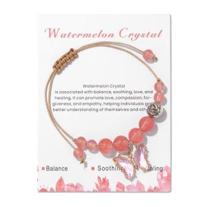 Handmade Butterfly Pendant Bracelet Braided Rope Handchain Adjustable Cord Wristband Natural Stone Bangles Party