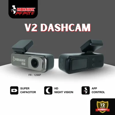 Mohawk V2 Dash Cam 1296P Front Car Camera | Dashcam Kereta Wifi App Capacitor Mini Kamera Recorder