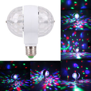 RGB LED Stage Light Bulb 6WParty Stage Light E27 Rotating For KTV Bar Disco Party Decor Lamp Double Headed Ball Stage Effect Lighting Colorful Rotating Lantern